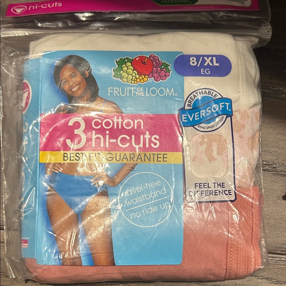 Size XL ladies Fruit of the Loom Women's 3-Pack Cotton Hi-Cut Panties -